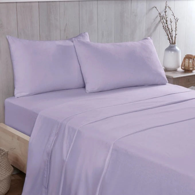 3 PCs Double Bed Sheet Dyed- Lilac