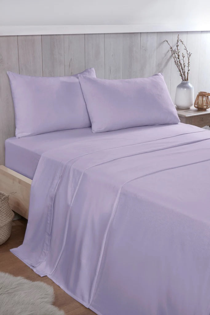 3 PCs Double Bed Sheet Dyed- Lilac