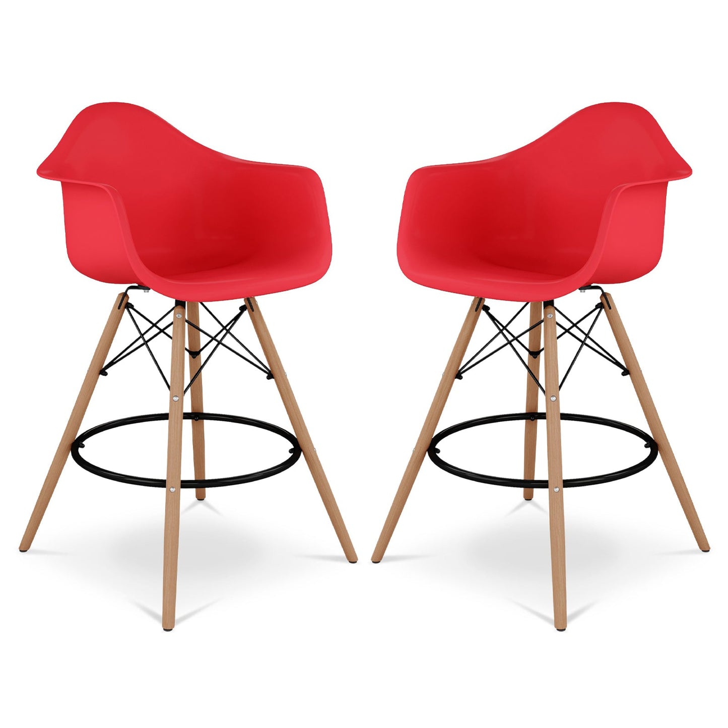 Eiffel Counter Stool With Arms, Red