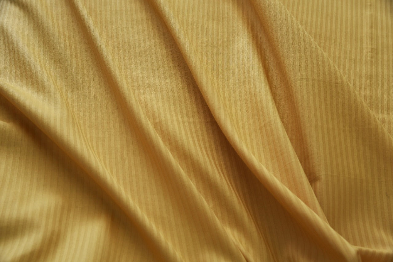 7 PCs Satin Stripe Bed Sheet-Yellow