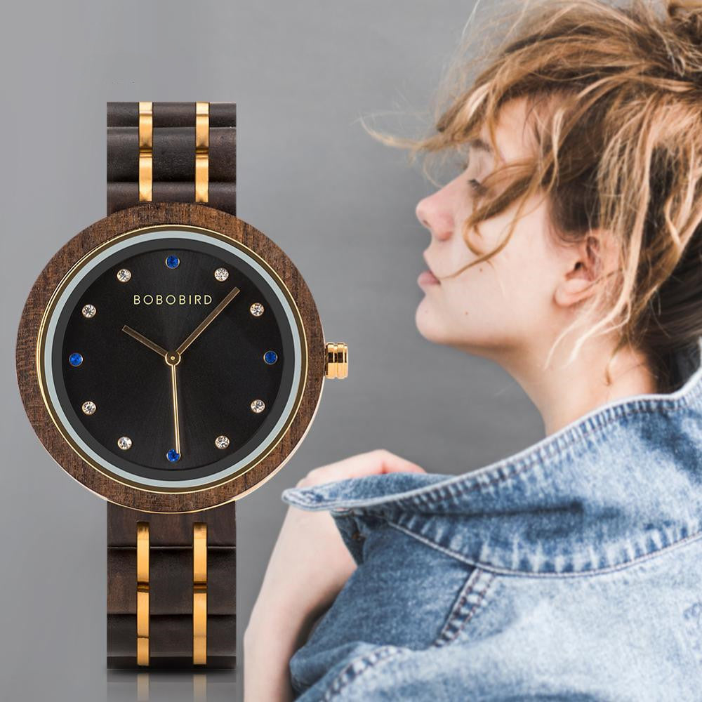 Ladies solid wood watches