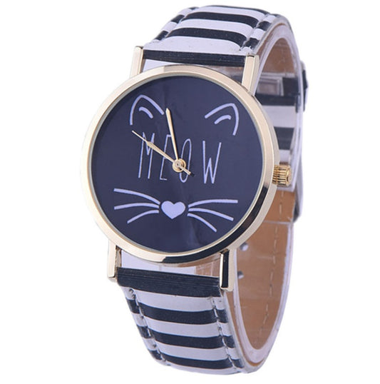 Watch watches women fashion watch  Luxury Cute Cat Pattern PU Leather Band Analog Quartz Vogue Wristwatch