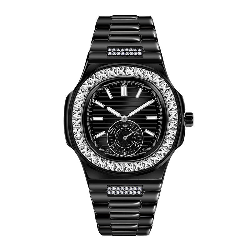 Mens Fashion Alloy Band Diamond Gifts Watches