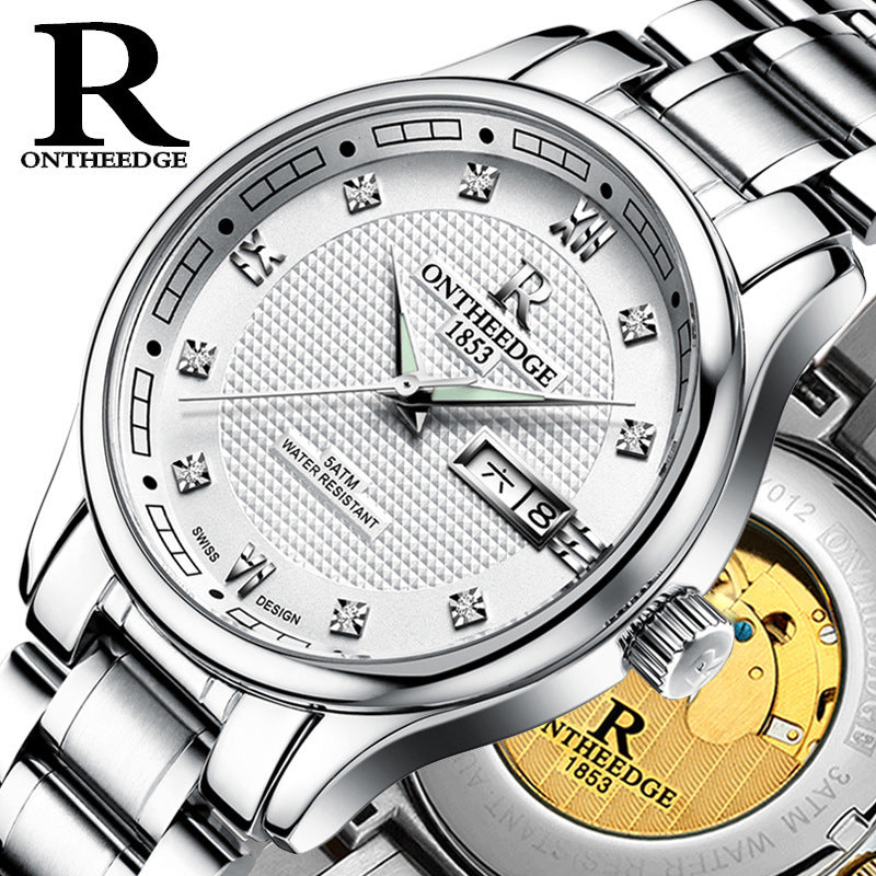 Genuine Rui edge watches men's automatic mechanical watches business men's watch luminous hollow water-proof fine steel