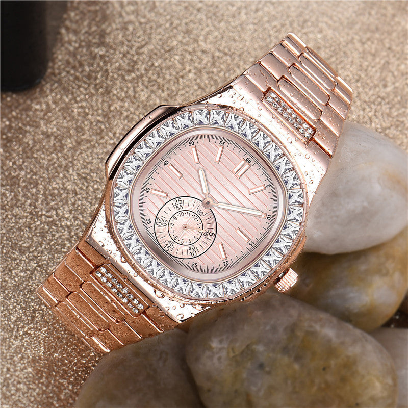 Mens Fashion Alloy Band Diamond Gifts Watches