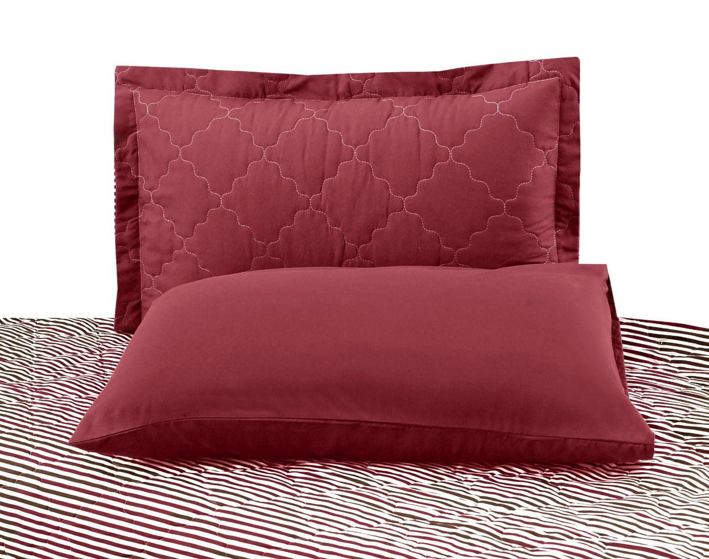 6 PCs Dyed Bed Spread Set-Maroon