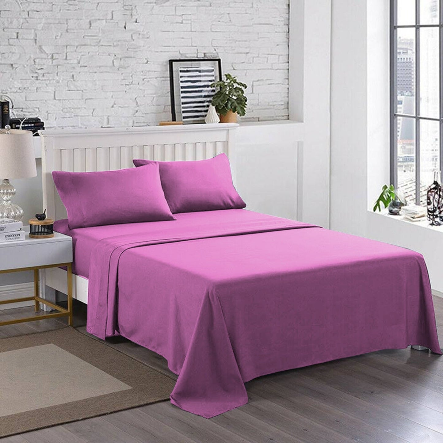 3 PCs Double Bed Sheet Dyed-Pink